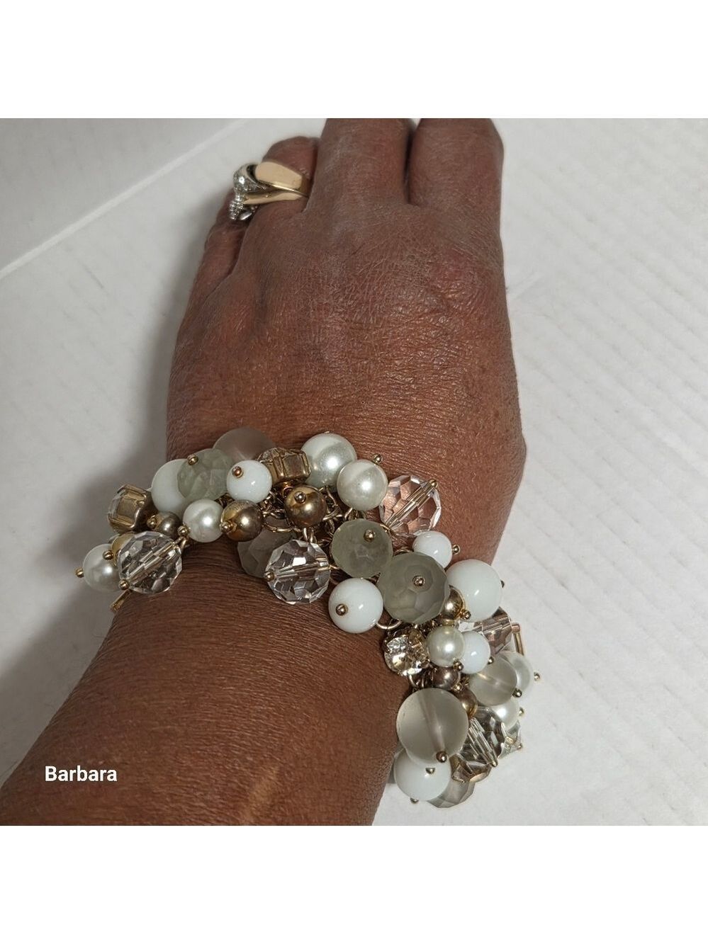Banana Republic Gold-tone Beaded Cluster Bracelet